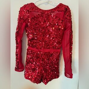 Weissman Red Sequin Dance Costume sz SC (6)
